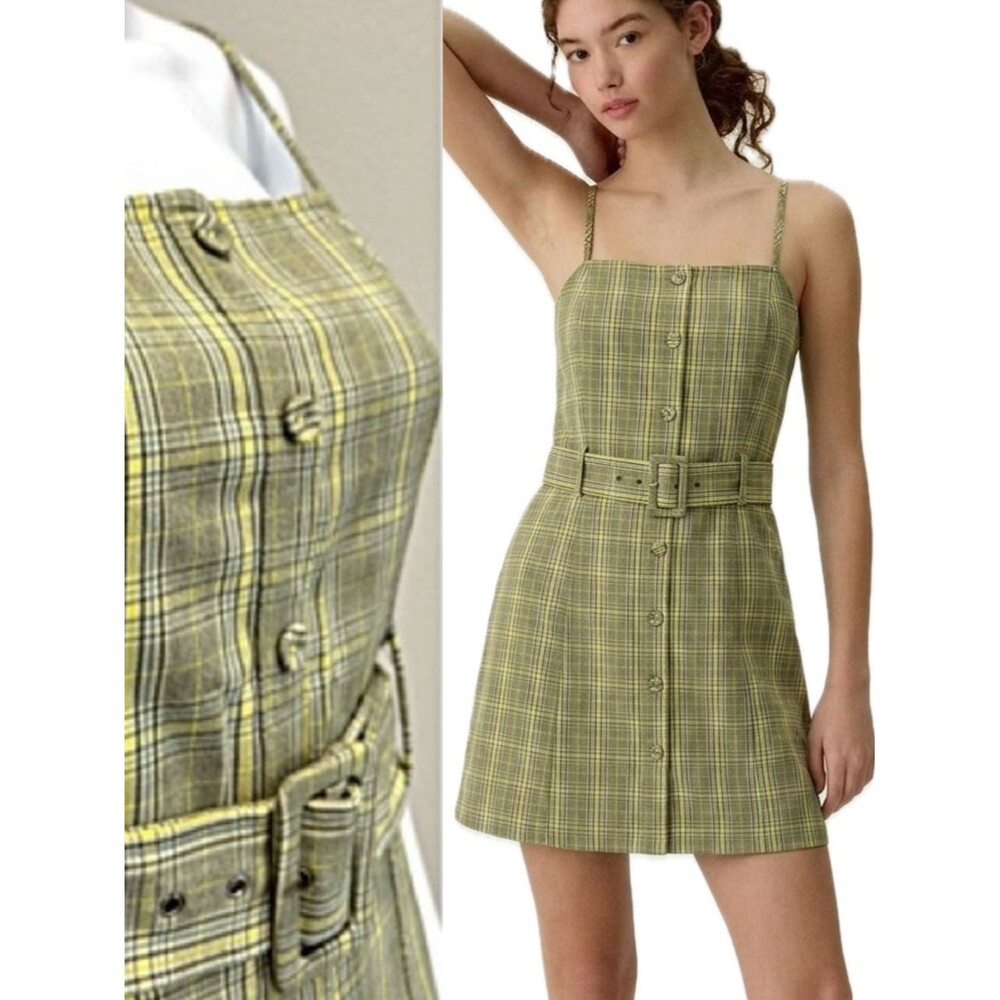 Urban Outfitters Plaid Pinafore Size Small Belted School Girl Y2K Overalls Dress